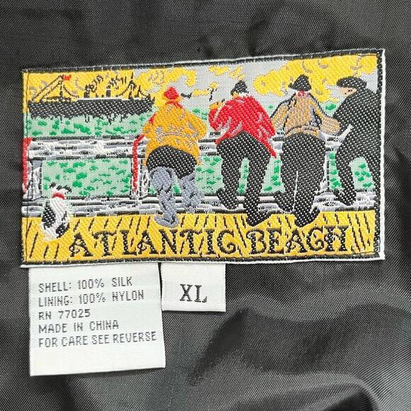 Vintage 80s Atlantic Beach 100% Silk Safari Animal Lightweight Bomber Jacket, XL - Picture 3 of 15